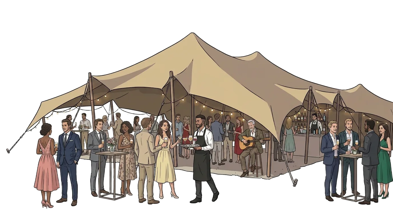 Ilustración de la carpa de la celebración